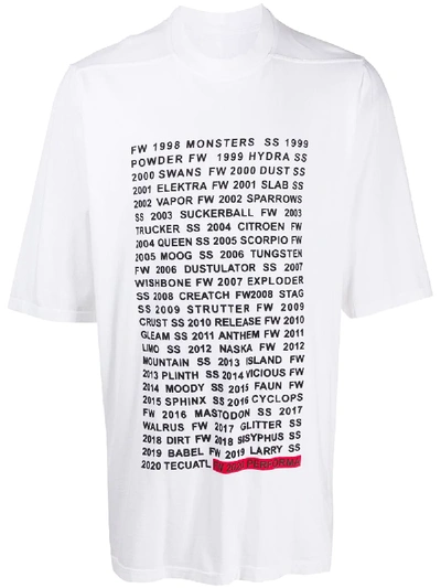 Rick Owens Drkshdw Text Print Oversized T-shirt In White