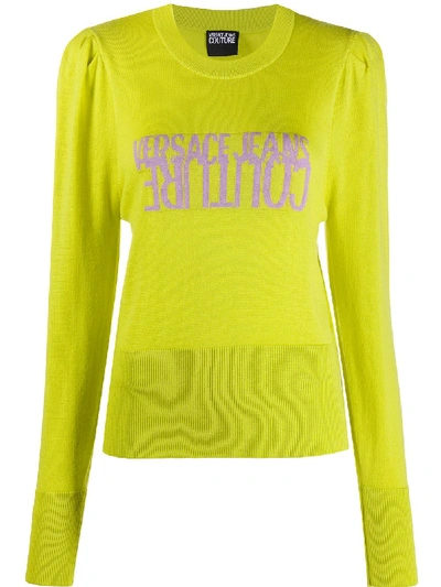 Versace Jeans Couture Logo Long Sleeve Jumper In Green