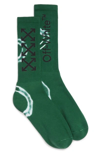 Off-white Arrows Tie Dye Socks In Dark Green Black