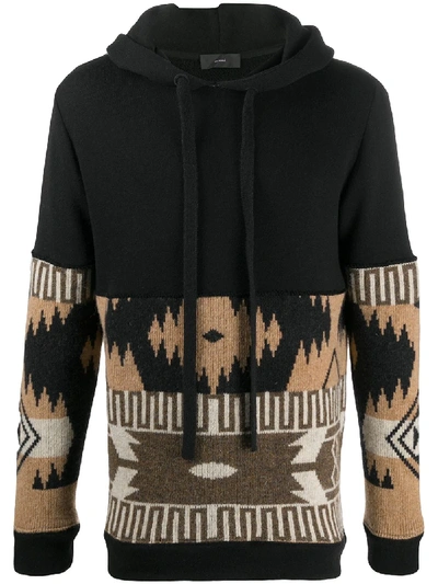 Alanui Icon Shetland Intarsia Hoodie In Black