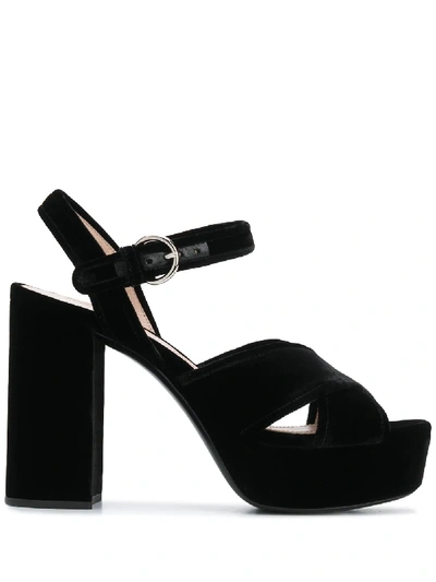 Miu Miu High Platform Sandals In Schwarz