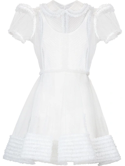 Fendi Tulle Puff-sleeve Shirtdress In White