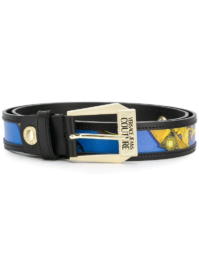 Versace Jeans Couture Barocco Print Belt In Black