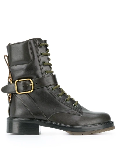 Chloé Lace-up Combat Boots In Black