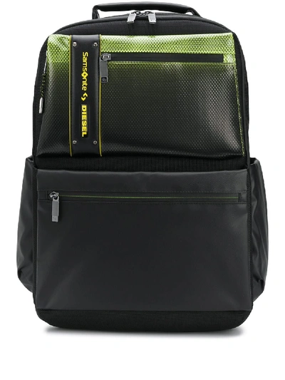 Diesel Pocket-front Structured Backpack In Black