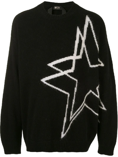 N°21 Star Intarsia-knit Jumper In Black