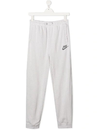 Nike Kids' Swoosh Logo Print Track Trousers In Grey