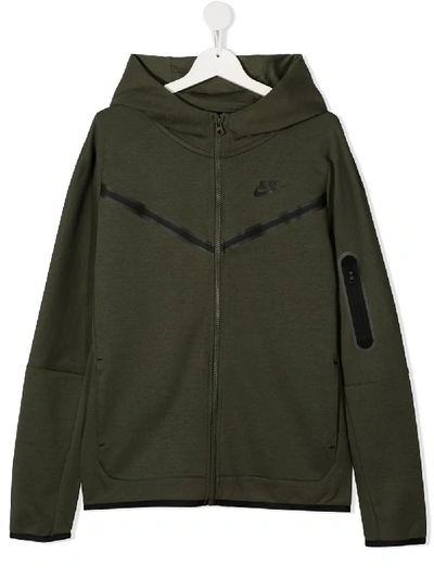 Nike Teen Logo-print Zipped Hoodie In Green