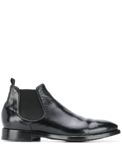 Officine Creative Elasticated-panel Leather Boots In Black