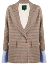 JEJIA DOUBLE-BREASTED LAYERED CHECK BLAZER