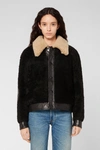 AMI ALEXANDRE MATTIUSSI PRESS BUTTONS JACKET IN LEATHER FINISHING SHEARLING,15134870