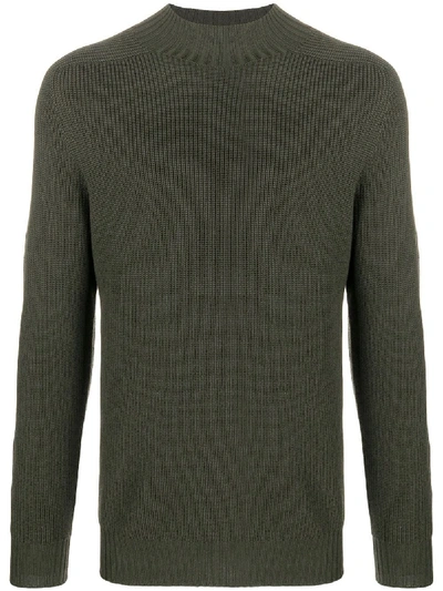 Tagliatore Buck Ribbed Virgin Wool Jumper In Green