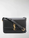 Saint Laurent Monogram Leather Shoulder Bag In Black