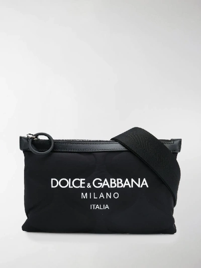 Dolce & Gabbana Embossed Belt Bag With Logo In Black