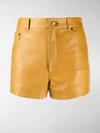 Saint Laurent Lambskin Leather Shorts In Brown