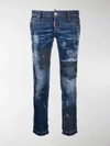 DSQUARED2 DISTRESSED CROPPED JEANS,15684405