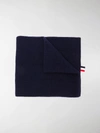 Thom Browne Navy Milano Stitch Merino Wool Scarf In Blue