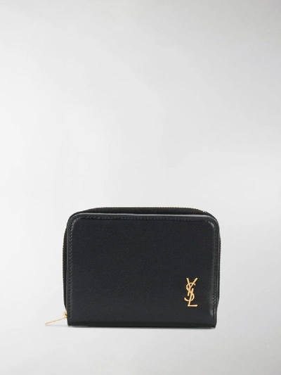 Saint Laurent 黑色 Tiny Monogram 短款拉链钱包 In Black