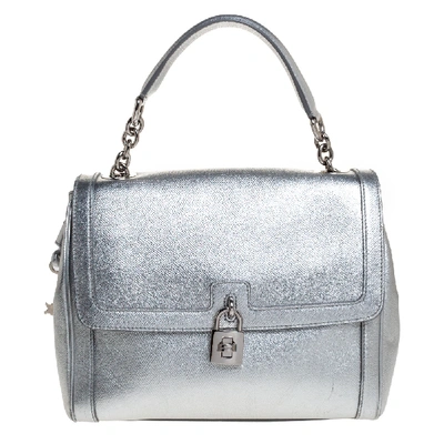 Pre-owned Dolce & Gabbana Dolce And Gabbana Silver Leather Small Miss Dolce Top Handle Bag