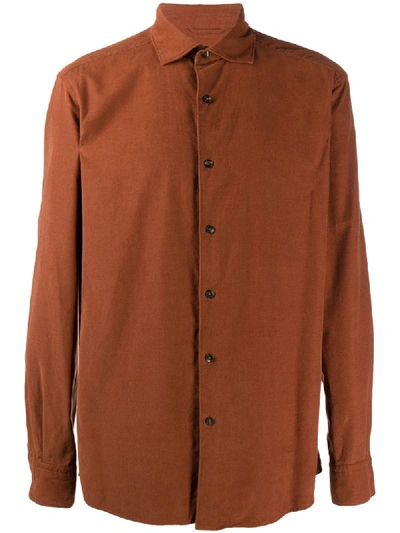 Ermenegildo Zegna Cotton-twill Shirt In Orange