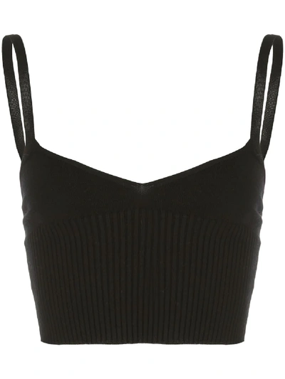 Altuzarra Ada Cropped Ribbed Stretch-knit Top In Black