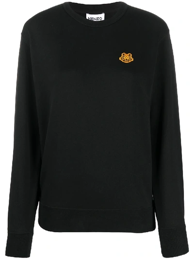 Kenzo Black Jersey Sweatshirt With Logo Patch