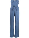 MATERIEL BELTED STRAPLESS JUMPSUIT