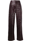In The Mood For Love Sequinned High-waist Trousers In Red