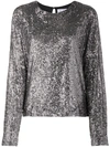 In The Mood For Love Long-sleeve Sequin Dress In Silver