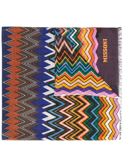Missoni Abstract-print Scarf In Blue