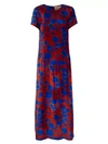La Doublej Edition 22 Floral Velvet Sable Silk-blend Swing Dress In Devon Bordeaux