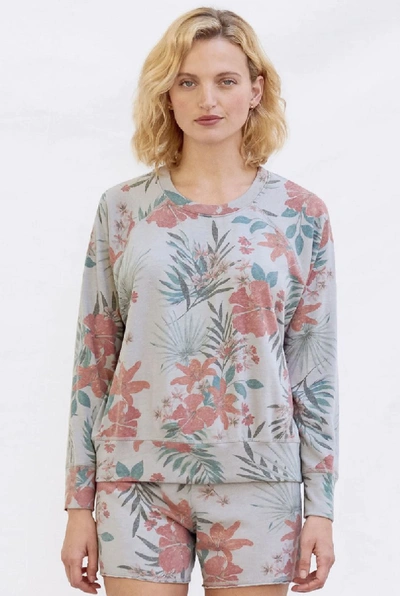 Sundry Tropical Florida Sweat Top In Lilac Multi