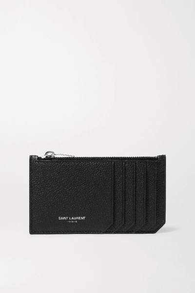Saint Laurent Textured-leather Cardholder In Black