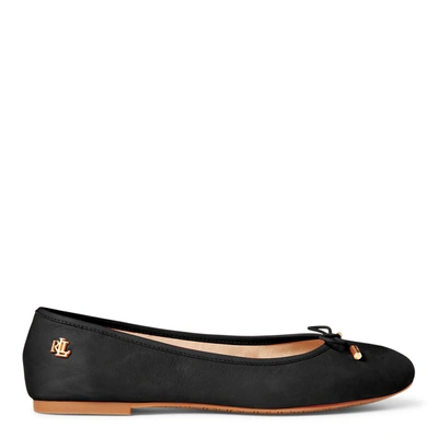 Lauren Ralph Lauren Jayna Leather Flat In Black