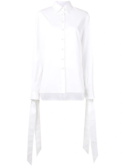 Carolina Herrera Tie-cuff Long-sleeve Shirt In White