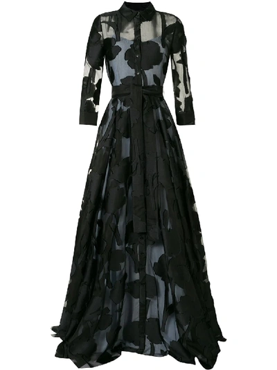 Carolina Herrera Floral Cut-out Dress In Black