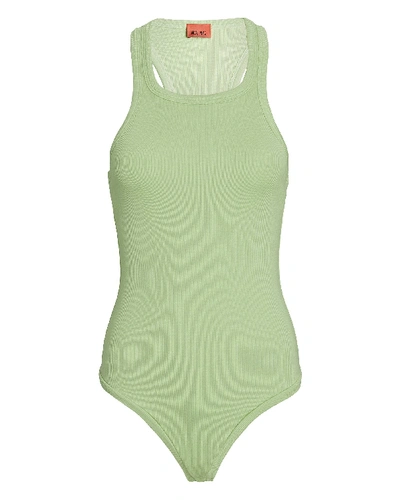 Alix Nyc Austin Ribbed Stretch-modal Jersey Thong Bodysuit In Light Green
