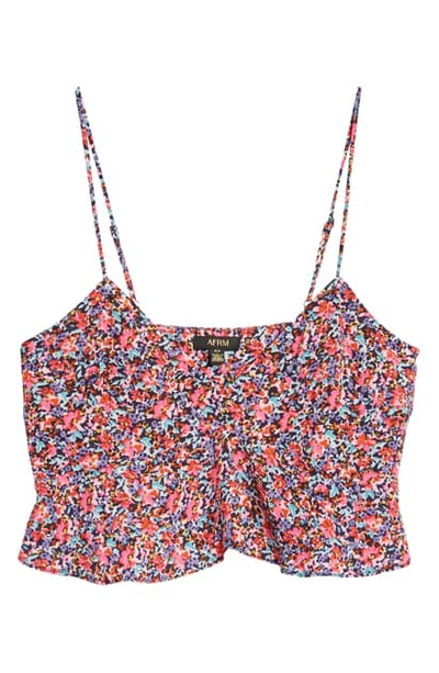 Afrm Sims Animal Print Peplum Camisole In Retro Pink Floral