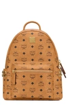 Mcm Stark Backpack In Visetos With Studs In Brown
