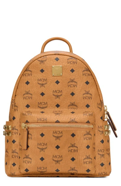 Mcm Stark 32 Visetos Canvas Backpack In Cognac