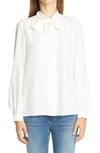 LAFAYETTE 148 CECILE TIE NECK SILK BLOUSE,MBCF2R-4469