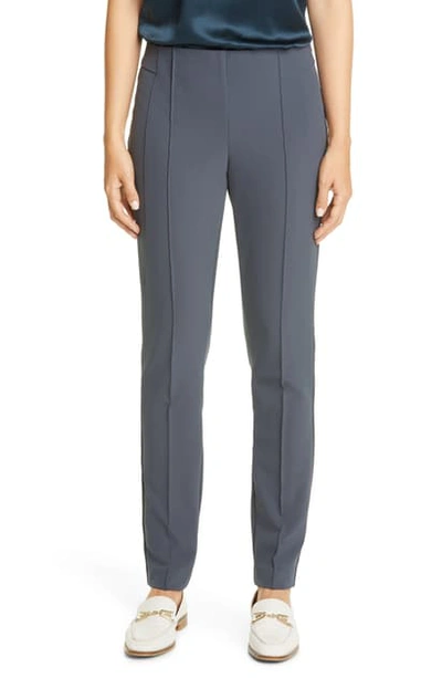 Lafayette 148 Acclaimed Stretch Slim Pintuck City Pant In Blue Storm