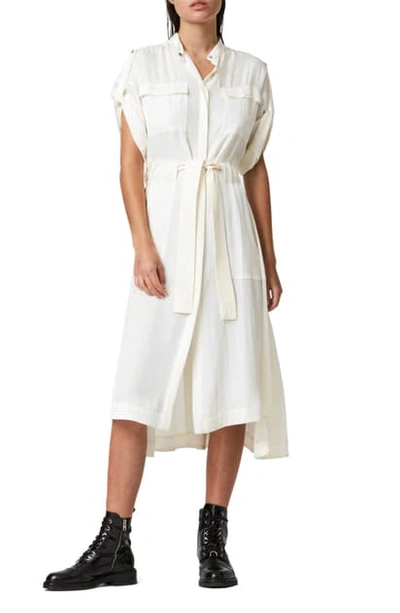 Allsaints Luciana Belted Shirtdress In Ecru White