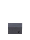 FERRAGAMO BLACK LEATHER CARD HOLDER WITH LOGO PLAQUE