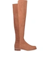 STUART WEITZMAN 5050 CUISSARD SUEDE BOOTS IN CAMEL COLOR