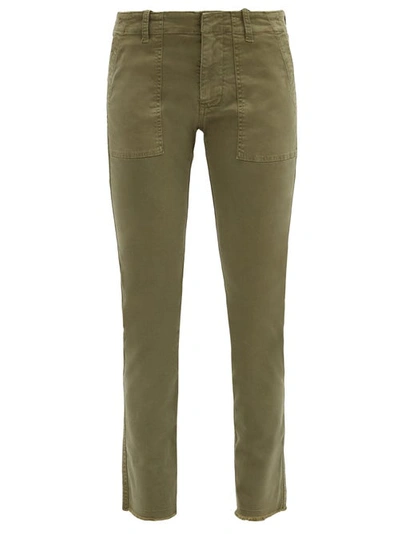 Nili Lotan Jenna Cropped Cotton-blend Slim-leg Trousers In Olive Green