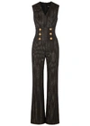 BALMAIN PINSTRIPED WOOL-BLEND JUMPSUIT,3306496