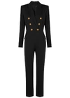 BALMAIN BLACK COTTON-BLEND JUMPSUIT,3892812