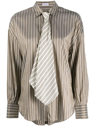 Brunello Cucinelli Tie-effect Shirt In Neutrals