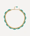 SUSAN CAPLAN VINTAGE GOLD-PLATED 1970S TRIFARI FAUX TURQUOISE BEADED COLLAR NECKLACE,000711538